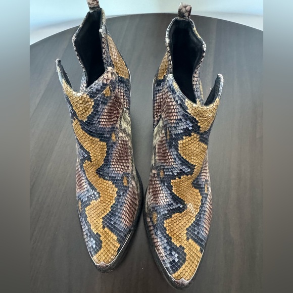 Jeffrey Campbell Snake Pattern Ankle Boots - Brown, Black, Gold - Picture 3 of 7